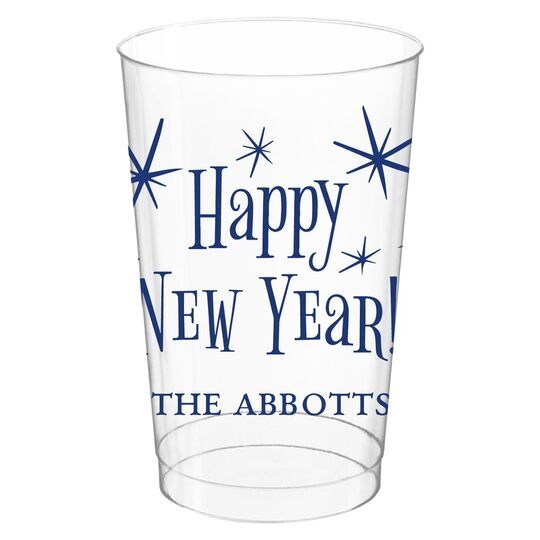 Radiant Happy New Year Clear Plastic Cups